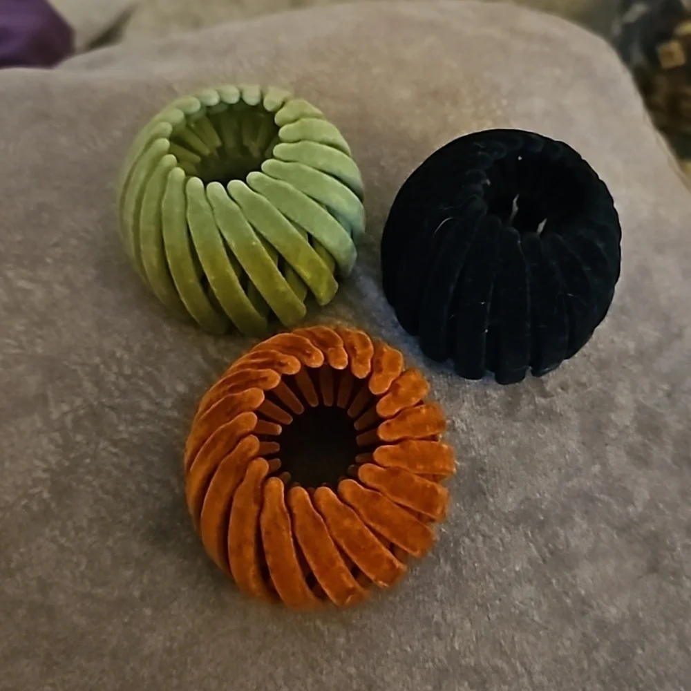 3/$30 Set of Three Velvet Bird Nest Bun Clips